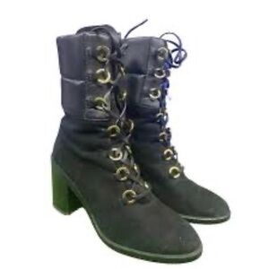 Stuart Weitzman Black Lace-Up Boots